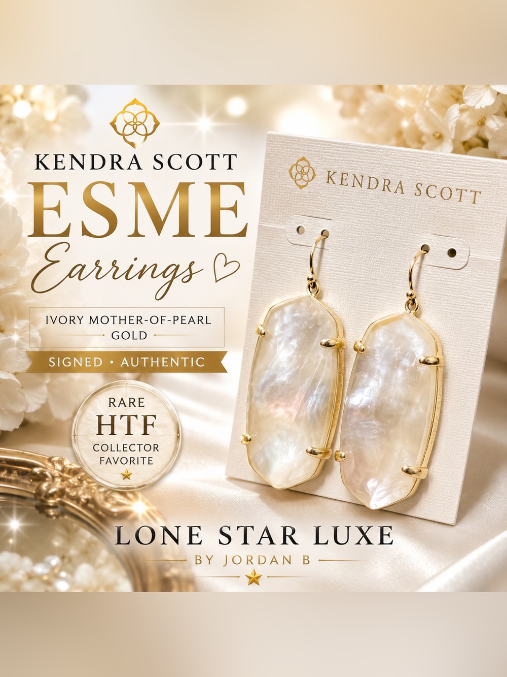 Kendra Scott Esme Ivory Mother-of-Pearl Gold Drop Earrings